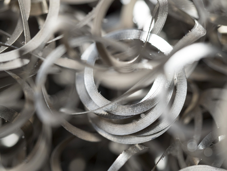 any scrap of metal from milling machine in factoryの写真素材