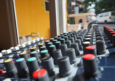 analog equalizer for sound mixer with round button and line button