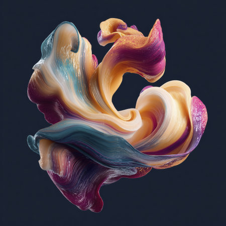 Abstract swirl fluid wave colorful texture 3D render modern art dark background flowing shape vibrant gradient. Abstract swirlの素材