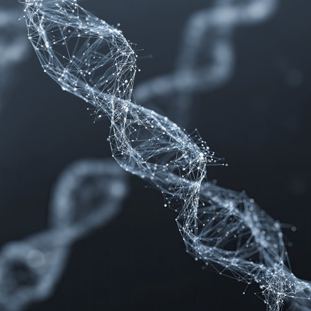 DNA helix molecular network abstract science 3D render minimal futuristic vision evokes wonderの素材