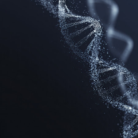 DNA helix double helix genetic molecule science abstract particle 3D render minimal blueの素材