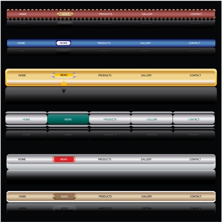 Editable Website Navigation Templates on Black - Vectorのイラスト素材