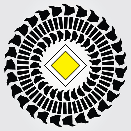 tire track with priority signのイラスト素材