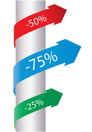 Blank sale tag. Colored ribbons. のイラスト素材