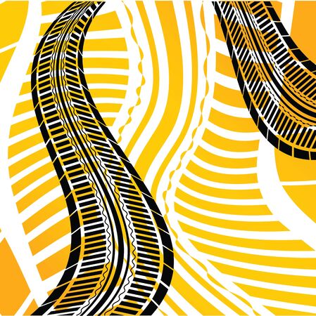 Yellow grunge tire track backgroundのイラスト素材
