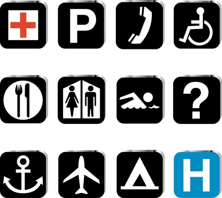 tourist locations icon setのイラスト素材