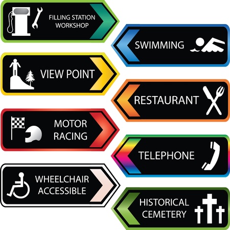 colored tourist locations icon set のイラスト素材