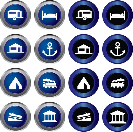 tourist locations icon setのイラスト素材