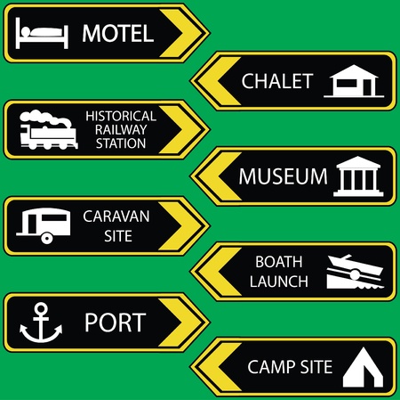 tourist locations icon set black-yellow のイラスト素材