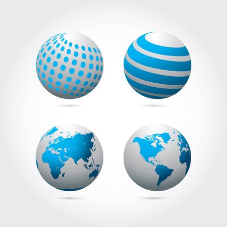 a set of four abstract vector globesのイラスト素材