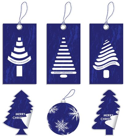special blue price tags, labels and ball with Christmas design のイラスト素材