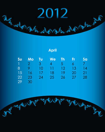 vintage calendar for 2012, aprilのイラスト素材