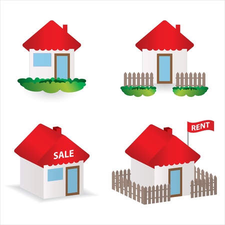 set of 4 special building illustrationsのイラスト素材