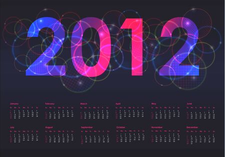 colorful calendar for 2012, week starts on Sundayのイラスト素材