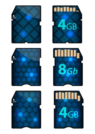 memory SD card design with front and back sidesのイラスト素材