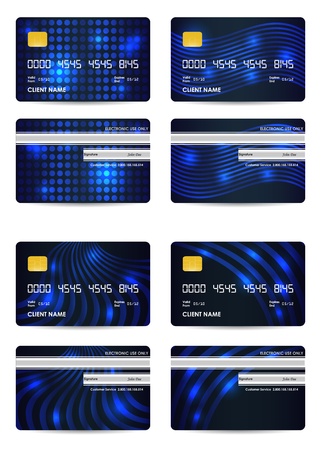 Illustration pour special blue vector credit card set, front and back view - image libre de droit