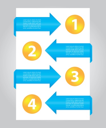 special paper tags with numbered orange iconsのイラスト素材
