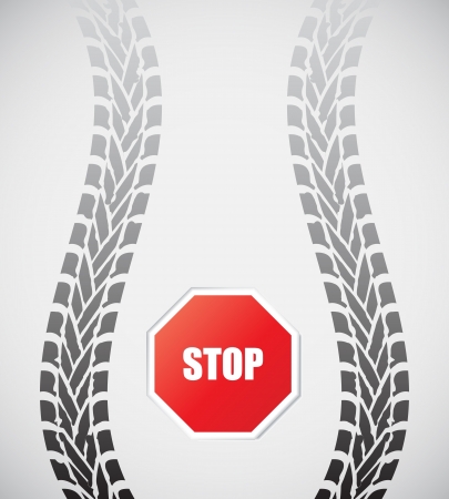 special tire track with stop signのイラスト素材