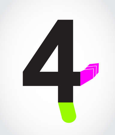 decorative origami number with special design - fourのイラスト素材