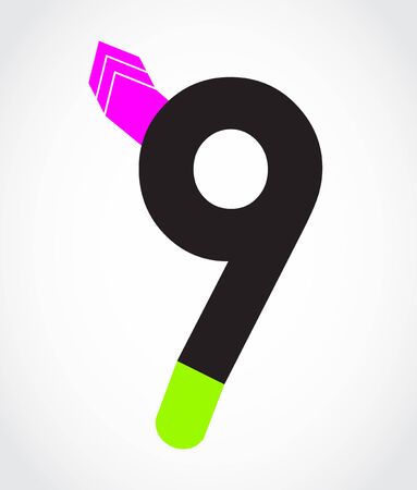 decorative origami number with special design - nineのイラスト素材