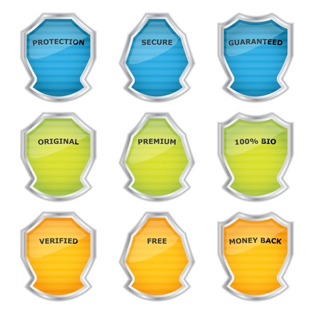 set of special chrome metallic shieldsのイラスト素材