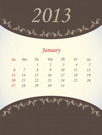 calender for 2013 - januaryのイラスト素材