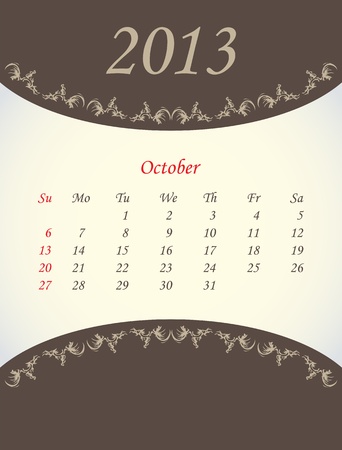 calender for 2013 - octoberのイラスト素材