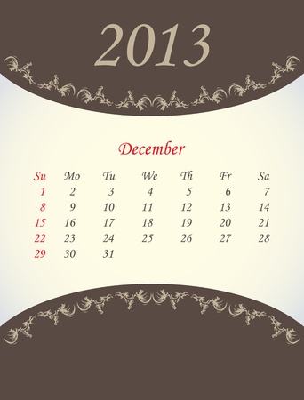 calender for 2013 - decemberのイラスト素材