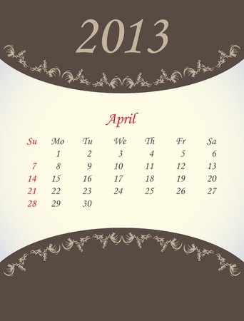 calender for 2013 - aprilのイラスト素材