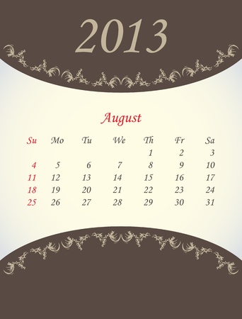calender for 2013 - augustのイラスト素材