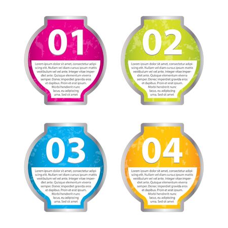 set of four vector grunge stickers for various optionsのイラスト素材