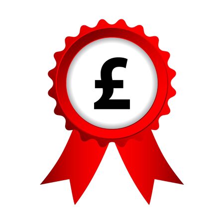 red label with ribbons and pound signのイラスト素材