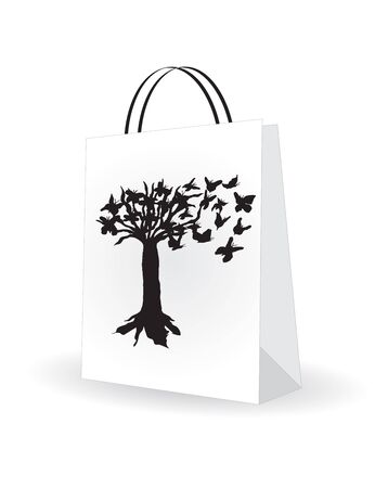 shopping bag with special butterfly designのイラスト素材