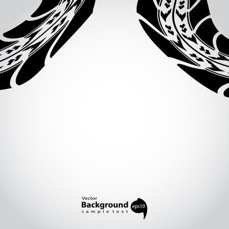 grunge black tire track on white backgroundのイラスト素材