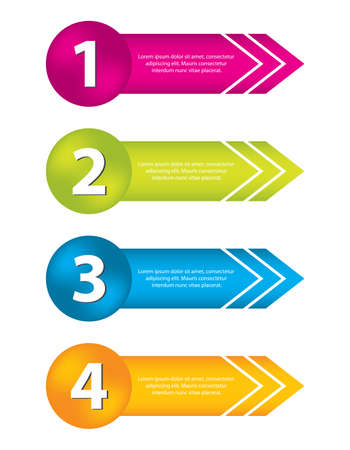 colored arrow stickers set with numbered buttonsのイラスト素材