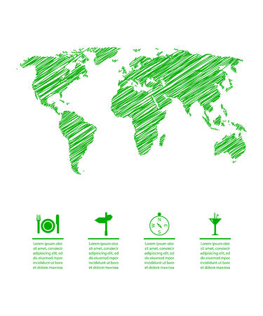 green eco map with special sketch designのイラスト素材