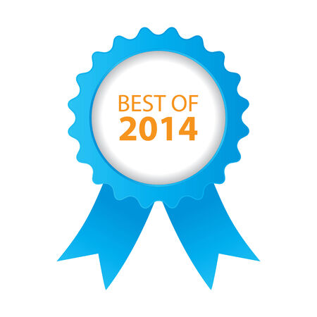blue best of 2014  badge with ribbonのイラスト素材