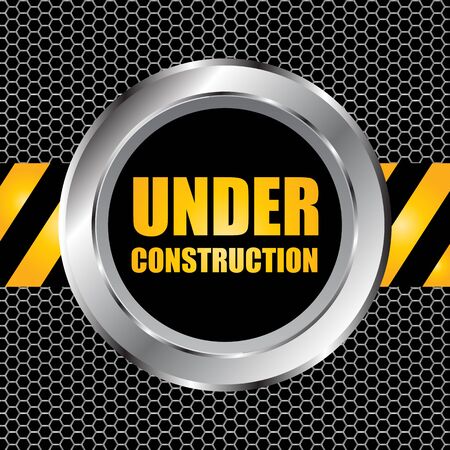 under construction background with chrome metal grid design, vector illustrationのイラスト素材