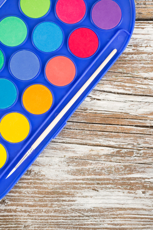 special watercolor on wooden backgroundの写真素材