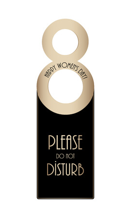 A do not disturb door knob, happy womans dayのイラスト素材