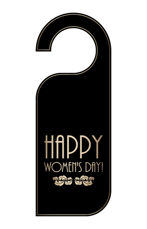 A do not disturb door knob, happy womans dayのイラスト素材