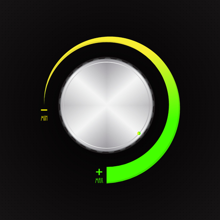 special volume control button, silver radio player volume knobのイラスト素材