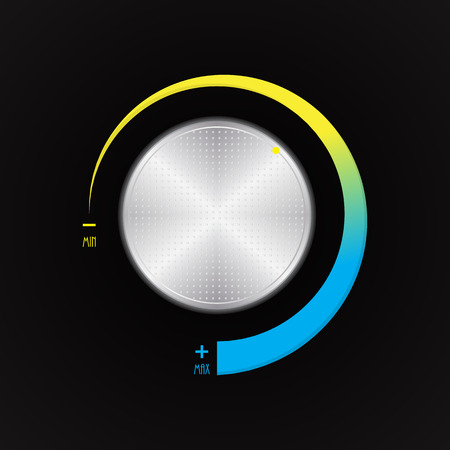 special volume control button, silver radio player volume knobのイラスト素材