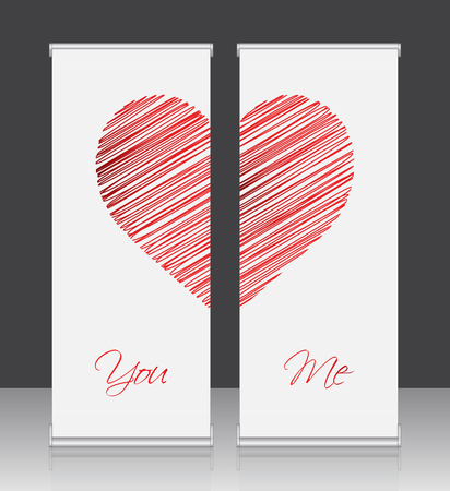 Roll up business banner of heart designのイラスト素材