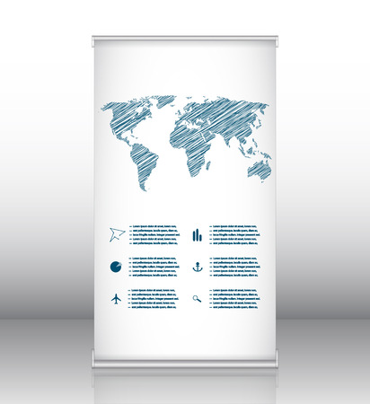 Roll up business banner design, special flyer design, vertical presentation templateのイラスト素材