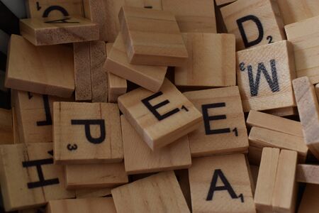 Closeup of wooden lettersの写真素材