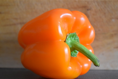 Closeup of an orange sweet pepperの写真素材