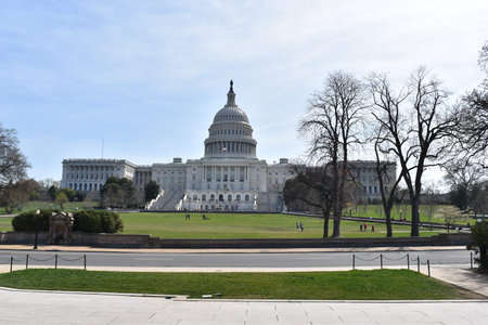 Closeup of big white Capitol at Washington DC in the USA