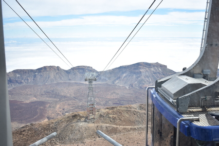 Cable car to the big famous volcano Pico del Teide in Tenerife, Europeの写真素材