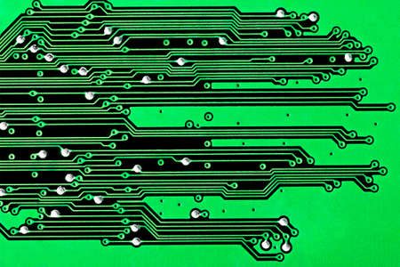 Close up of a green circuit board backgroundの写真素材